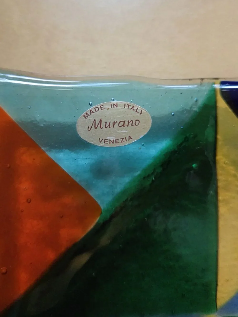 Murano Italy Glass Colorful Dish Candle Trinket Holder In Excellent condition